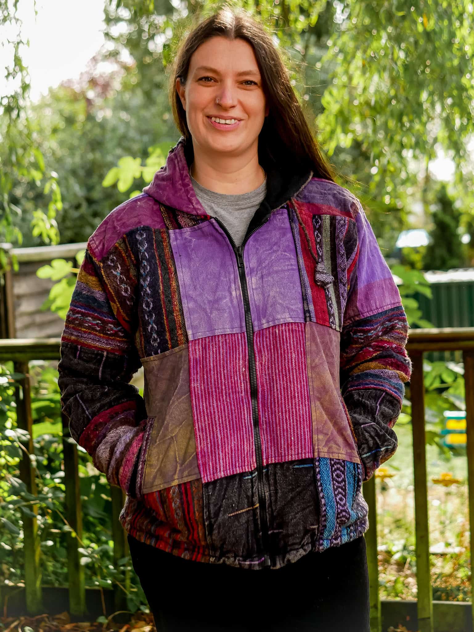 Gheri Patchwork Jacket- Hooded and Fleece-lined | Karma Gear